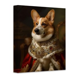 Sir Waddlesworth Corgi Portrait 28x36 Canvas Poster-Vintage Aristocratic Victorian in a Royal Knight's Renaissance Painting-Decor for Dog Lovers, Ideal for Kid's Rooms, Playrooms & Pet-Friendly Places