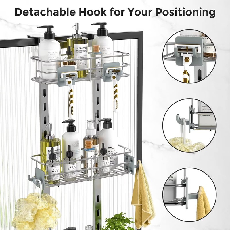 ODesign Over The Door Shower Caddy, 3-Tier Adjustable Hanging Shower