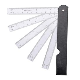 Sourcingmap 1 Piece Fan Scale Ruler Plastic Foldable Metric Scale Ruler Multifunctional Architect Engineer Scale Ruler Measuring Tool
