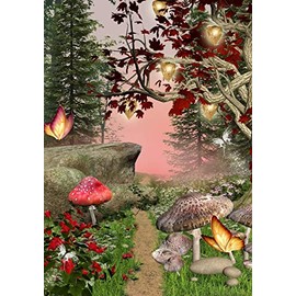 Txtains Fantasy Scenery with a Fairy Tree Lamps Flowers Mushrooms and Butterflies Garden Flag 12 x 18 Inch Double Sided Yard House Outdoor Banner Decor