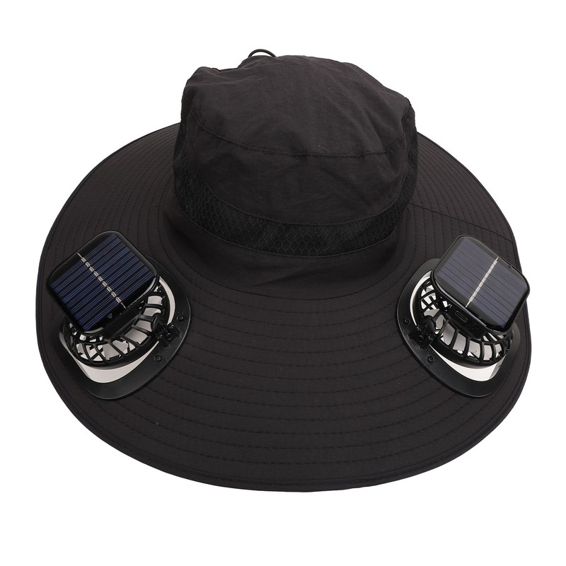 Solar Fan Hat Large Brim Quick Dry Breathable 3 Speeds