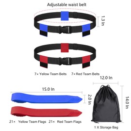 FIRAWER 14 PCS Flag Football Belts, Premium Flag Football Set with Belt and Flags for Kids Youth 3-18