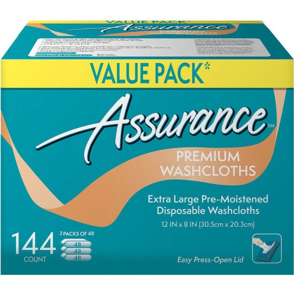 Assurance Premium Washcloths Value Pack 144 Count