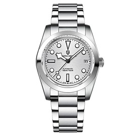 Pagani Design Men's Watch 36 mm Sapphire Glass 100 m Diver Automatic Watch Men's Watch Japan NH35A Movement Mechanical Men's Watch, silver, Bracelet