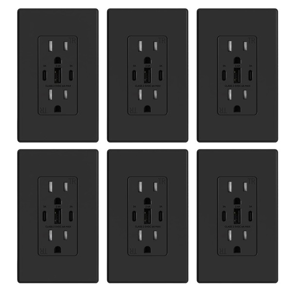 ELEGRP USB Outlets, 30W 6.0 Amp USB C Outlets Receptacles,