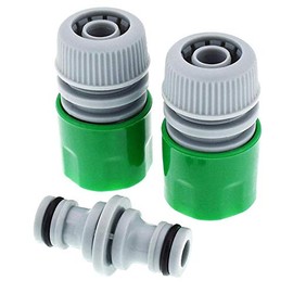 TIFLER Hose Connector Set, 1/2 Inch, Two Hose Pieces, One Coupling, Garden Hose Connecting