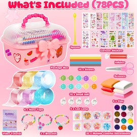ZESKUU Nano Tape Bubble Kit for Kids - 83Pcs Nano Tape Squishy Maker Kit with Bracelet, Small Bell, Tutorials - DIY Craft Kit Suitable for Birthday Gift Toys for 6 7 8 9 10 11 12 Year Old Boys Girls