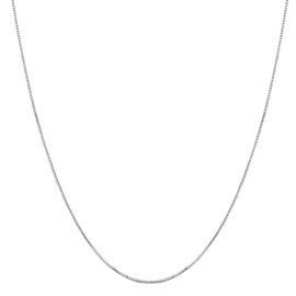 UZICU 14K Solid White Gold Box Chain 0.7mm Necklace with Lobster Claw Clasp, 24 inch