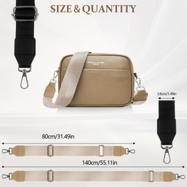 IETWATE Pack of 2 Bag Straps Black and Beige, 3.8 cm Wide Bag Straps for Changing, Adjustable 80-140 cm Shoulder Strap for Bags, Shoulder Strap for Bags Made of Imitation Nylon, for Men and Women, WDR