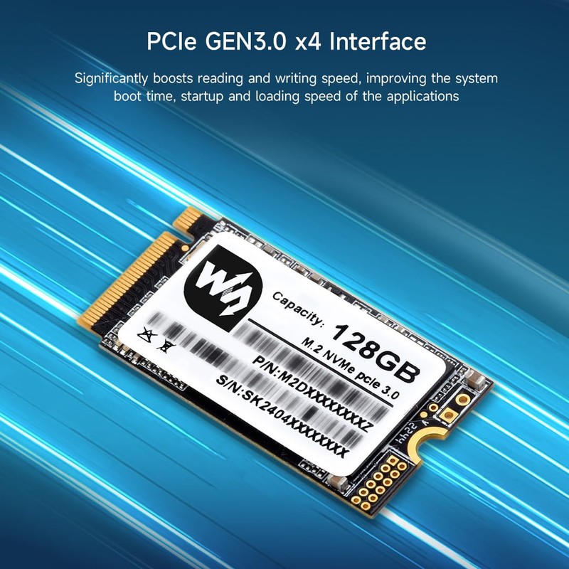Waveshare SK M2 NVME 2242 256GB Solid State Drive, 3D