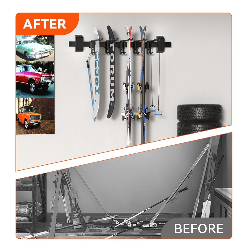 32" Ski & Snowboard Wall Rack – Heavy-Duty Wall Mounted
