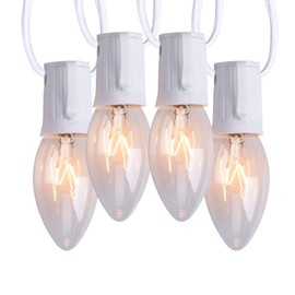 Brightown C9 Bulb Christmas String Lights Outdoor 50ft Vintage Christmas Tree Lights for Indoor Outdoor Roofline Patio Room Holiday Party Backyard Xmas Decoration, White Wire, 50+2 Bulbs