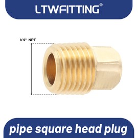 LTWFITTING Brass Fitting Pipe Square Head Plug 1/4 Male Male G (PF) Fitting Fitting (Pack of 5)