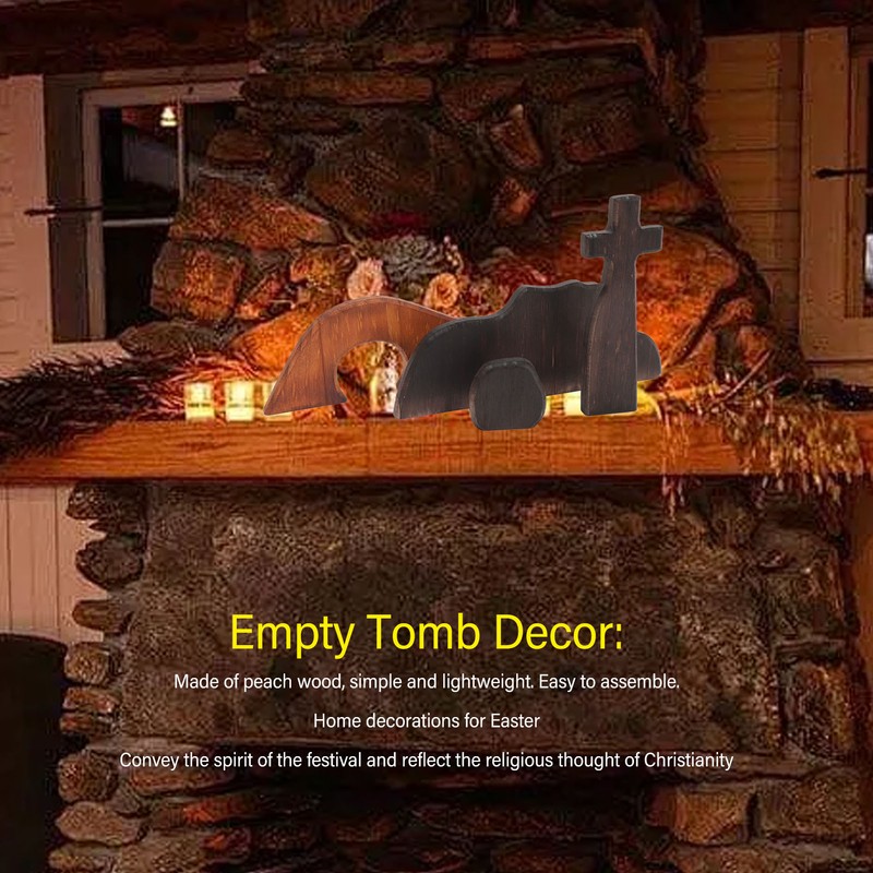 Wooden Tomb Cross Decor Empty Tomb Easter Decor for Home