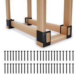 8 Pack Firewood Log Storage Rack Bracket Outdoor, Adjustable Heavy Duty Powder Coated Steel Holder,Fireplace Wood Storage, Log Holder