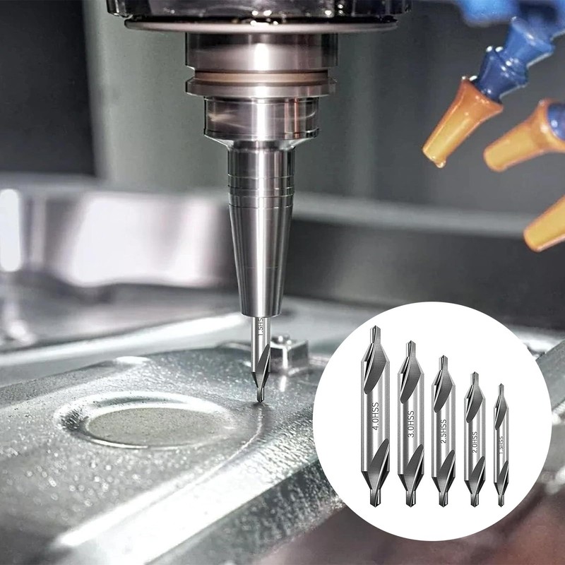 5Pcs Center Drill Bits Set M2 High Speed Steel 60