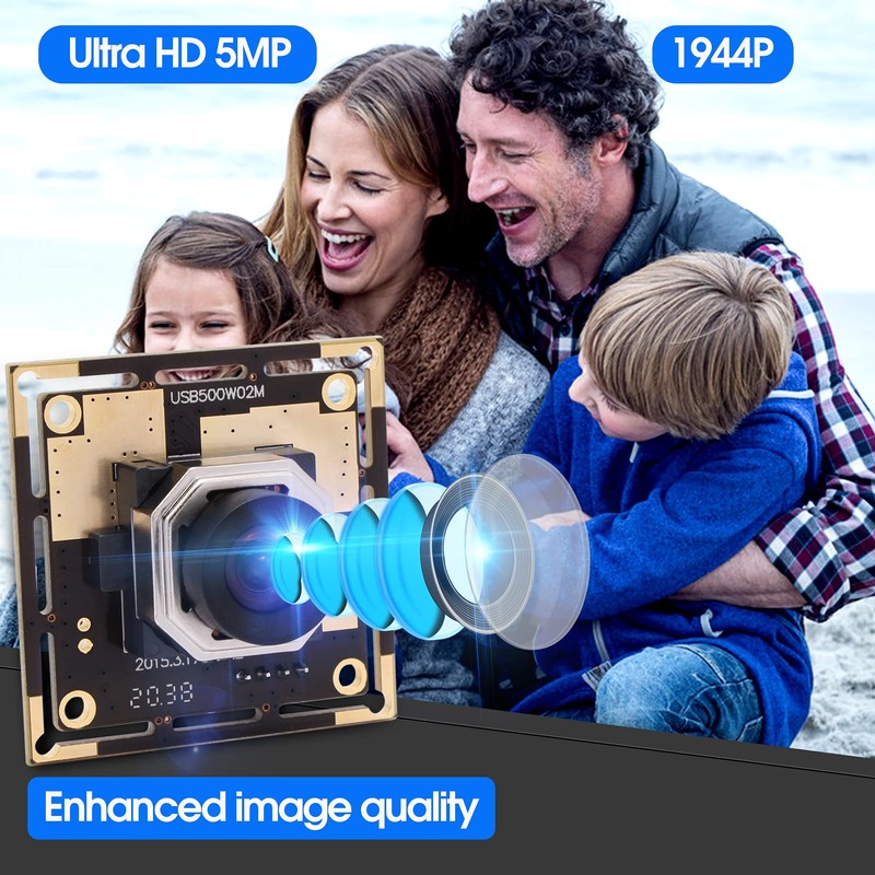 ELP Autofocus Webcam, 5 Megapixels, USB Camera Module, Wide Angle,