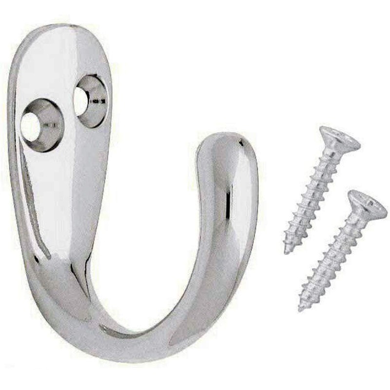 Fort Fasteners Robe Hooks Twin Chrome Plated Pack of 6