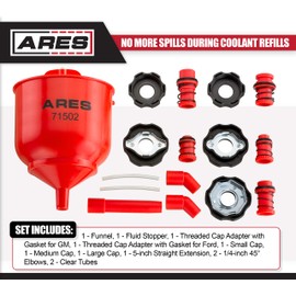 ARES 71502 - Spill Proof Coolant Filling Kit - Eliminates Trapped Air Pockets and Squeaky Belts Due to Overflow