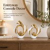 White and Gold Abstract Ceramic Sculpture Set of 2, Modern