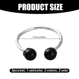 GOMAKERER 6 Pcs 2 Colors Double Pearls Rings, 17mm Round Black White Pearls Stackable Rings Adjustable Dainty Finger Rings Cute Jewelry Gifts for Crafting Wedding Party Favor