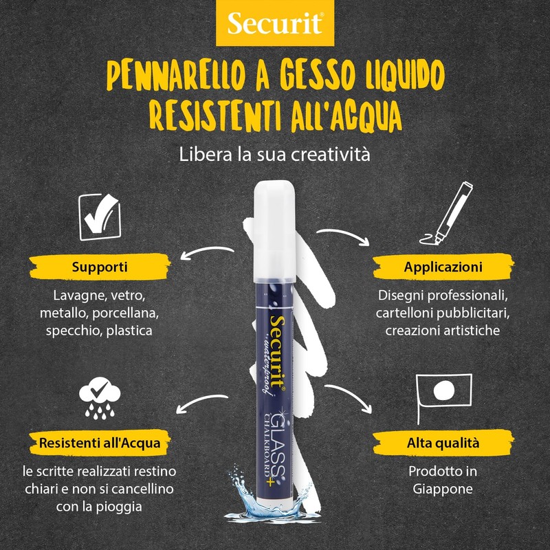 SECURIT Waterproof Liquid Chalk Marker, White, Plastic, 14.2 x 3.5