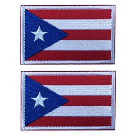 2 PCS AliPlus Puerto Rico Flag Patches Embroidered Tactical Military Morale Patch Applique Fastener Hook and Loop
