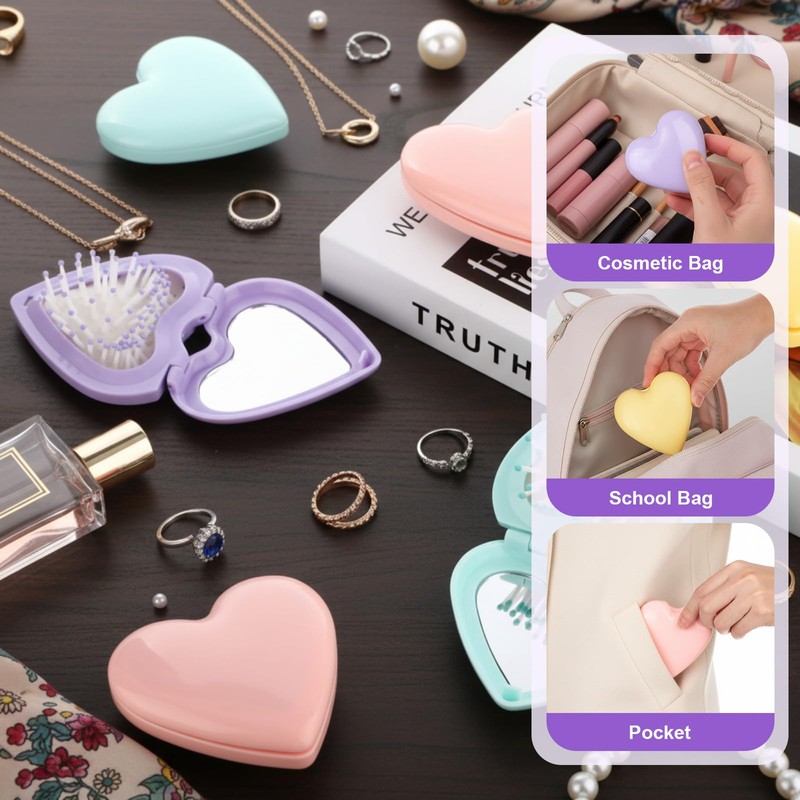 Heart Shape Mini Hair Brush Gifts Bulk for Women Party