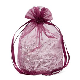 Plum Organza Bags with Round Bottom | Quantity: 30 | Width: 6 1/2" Gusset - 4"