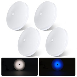 acegoo RV Ceiling Dome Light 4.5 Inch 12V Overhead LED Puck Light for Motorhome Boat Camper Trailer Truck Car, Surface Mount CRI90+ 4-Pack (4000K with Blue Nightlight)