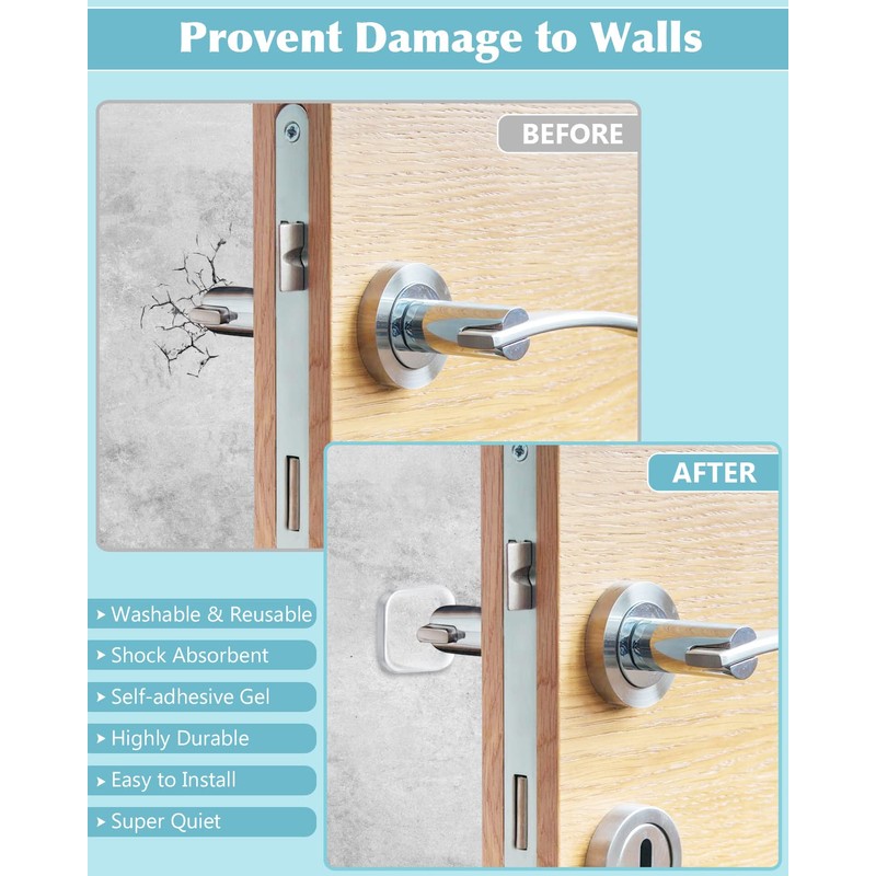 Door Stoppers Wall Protector, Etybetopstar1.57inch Reusable Door Bumper with Self