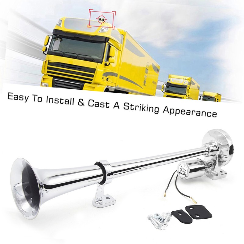 Single-tube Trumpet Electric Horn Chrome Air Horn Loudspeaker Kit 150dB