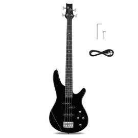 Ktaxon Ktaxon 4 String Electric Bass Guitar, Full Size Standard Right Handed Rosewood Fingerboard Beginner Kit with Cable Wrench Tool (Black)