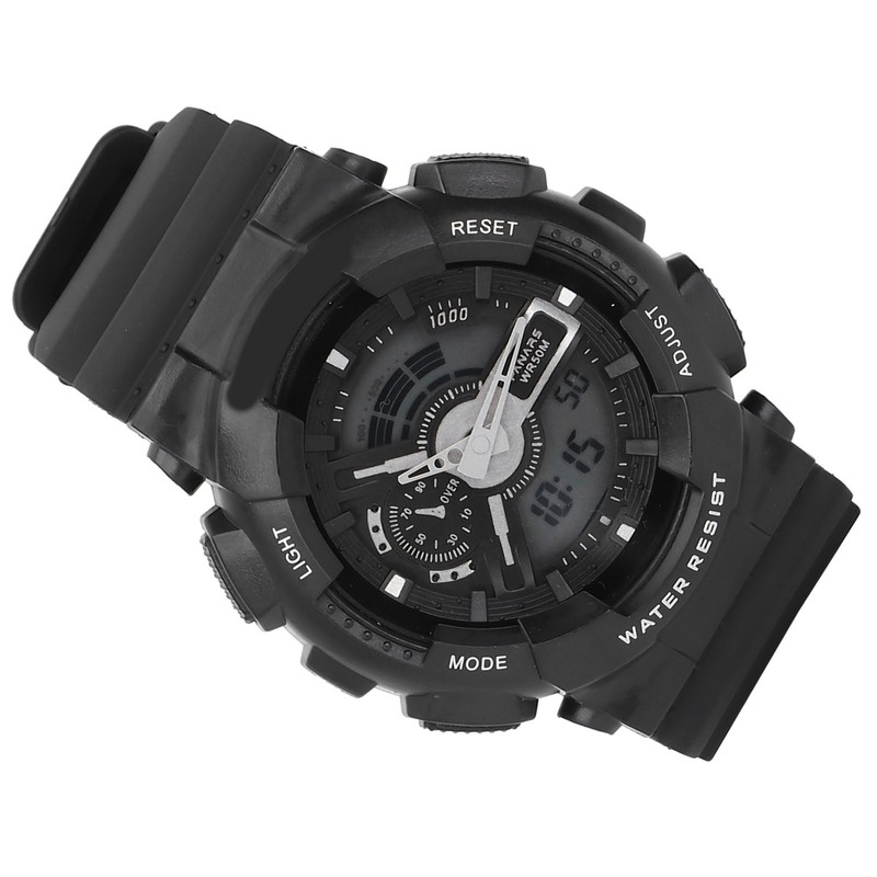 Students Electronic Watch Waterproof EL Light Dual Time Modes Digital