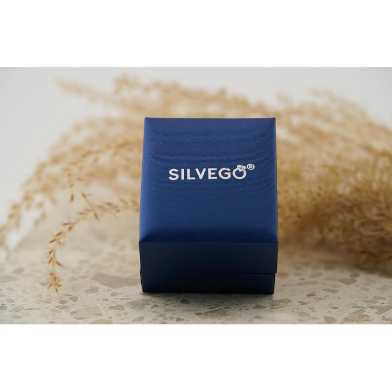 SILVEGO Women's Earrings 925 Sterling Silver with Stone Shape Rectangle,