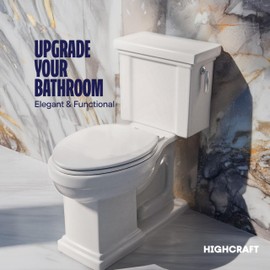 HIGHCRAFT Premium Elongated Toilet Seat with Slow-Close Design, Adjustable Hinges & Quick Removal Mechanism - Molded Wood Toilet Seat - Fits Standard Elongated Toilets - Oval Seat in White