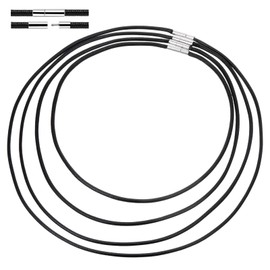 Set of 4 Leather Necklace 3 mm, Black Faux Leather Necklace, Faux Leather Cord with Clasp, Braided Faux Leather Necklace, Bracelet Leather Chain Men, 4 Sizes Rubber Chain for DIY Pendant Jewellery