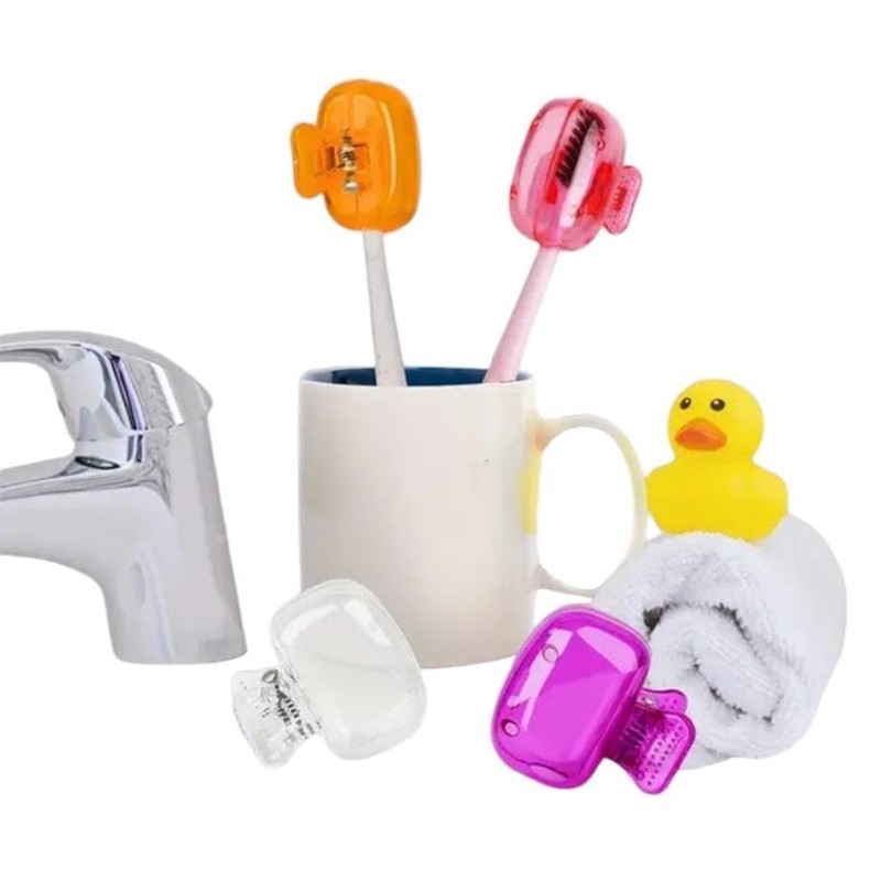 4 Pack Portable Toothbrush Head Protector, Protective Portable Plastic Clip's
