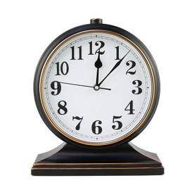 Beesealy Silent Desk Clock - European Style Retro Clock with 10 Inch Dial, Easy to Read for Living Room or Bedroom