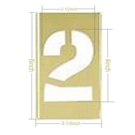Deezio Curb Stencil Kit for Address Painting, 4 inch Brass Interlocking Numbers Stencils - 15 Piece Set