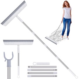 Shower Squeegee Long Handle - 155 cm Squeegee Base, Segmented Adjustable Length Squeegee Shower, Telescopic Puller for Wet Floors and High Windows, Shower Squeegee with Hanging Aid Hercules Function