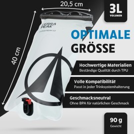 Terra Peak Hydration Bladder 3L, Hydration System for Backpack, Water Bag, BPA-Free, Hydration Bladder for Hiking, Hydration Bag with Hose, Hydration Bag, Accessories for Hiking Backpack
