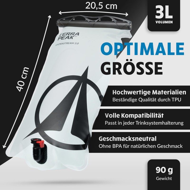 Terra Peak Hydration Bladder 3L, Hydration System for Backpack, Water