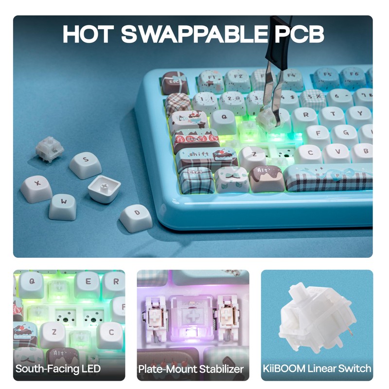 KiiBoom Phantom81 Lite 75% Gasket Mechanical Keyboard, QMK&VIA Programmable, 3