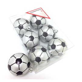 PEPPERLONELY Soccer Shatterproof Sports Ball Ornaments/Decorations, Set of 6PC, 65mm (2-1/2 Inch)