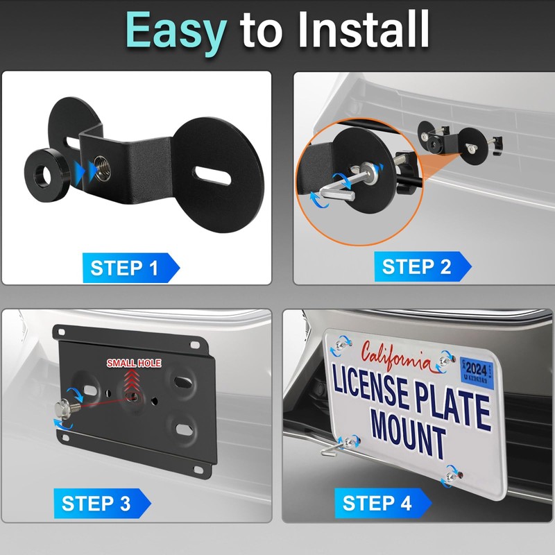 No Drill Front Grille Mount Tow Hook License Plate Mount