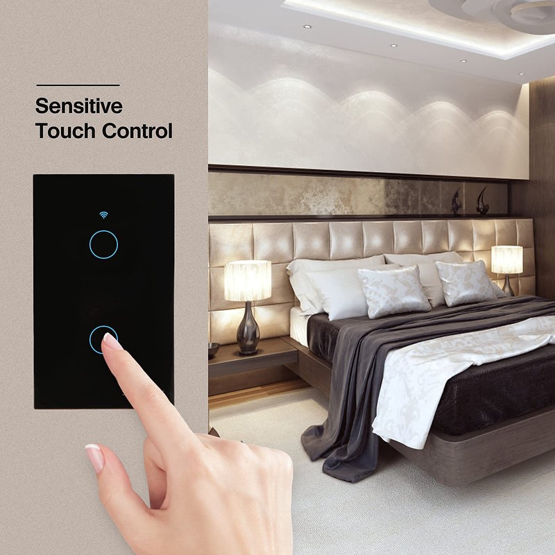 Smartyuns WiFi Smart Light Switch, Tempered Glass Panel Touch Light