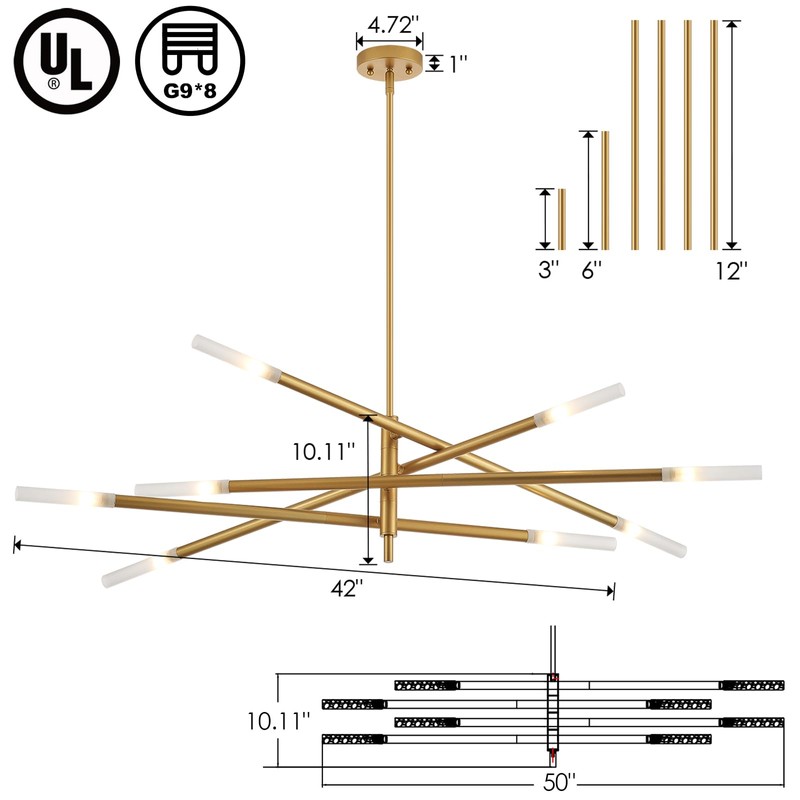 VANZARLA Modern Sputnik Chandelier for Entryway, Industrial Gold Pendant Lighting,