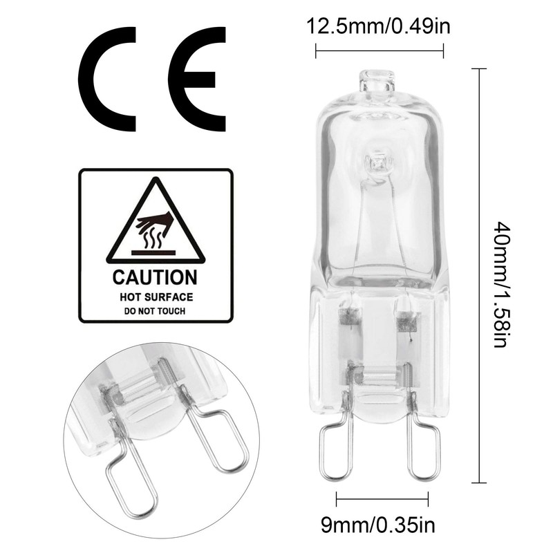 Haraqi 12 Pack G9 Halogen Bulbs 28W 230V 2800K Warm