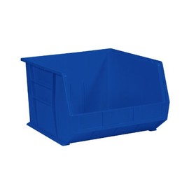 Aviditi BINP1816BAVI Plastic Stack/Hang Storage Bin Containers, 18" x 16-1/2" x 11", Blue, Pack of 3, For Organizing Homes, Offices, Garages and Classrooms
